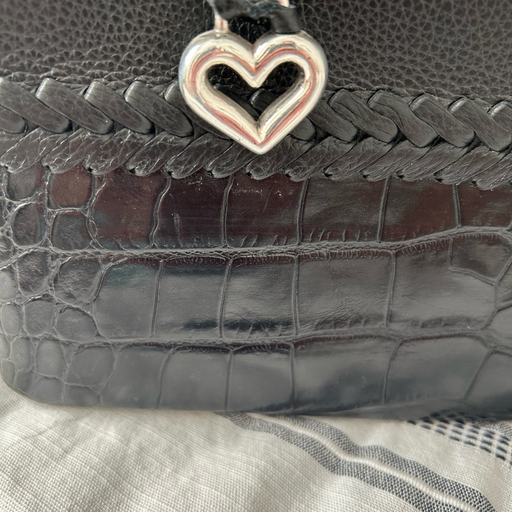 Brighton Black Leather Tote with Heart Charm - Picture 2 of 5